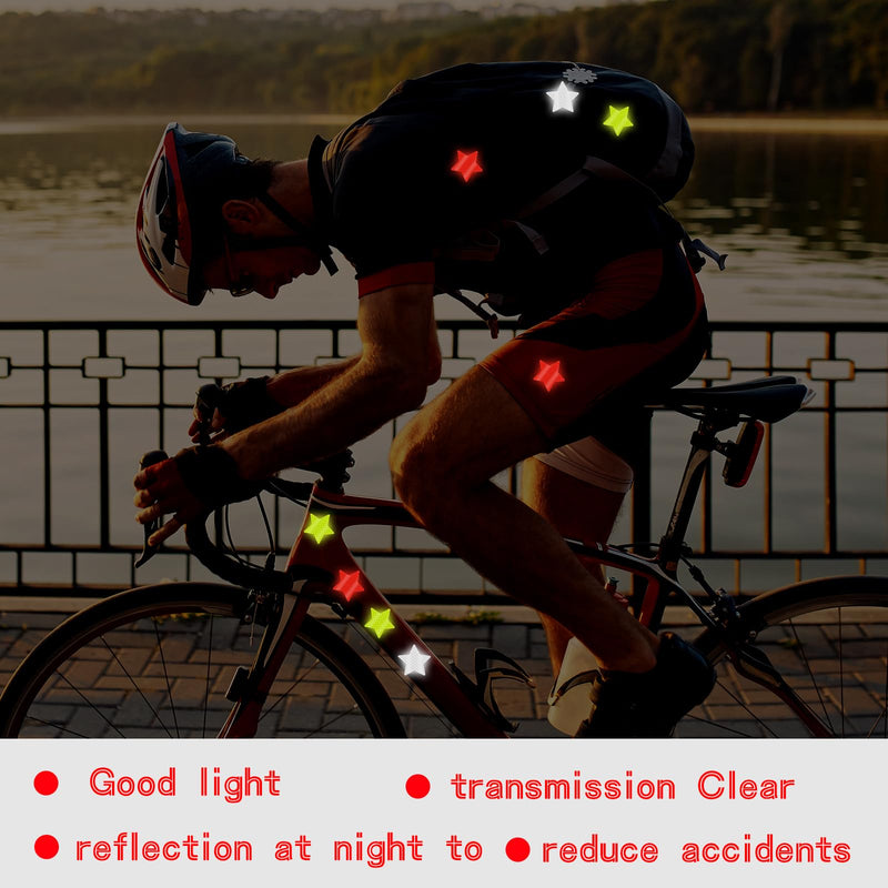 Abeillo 30Pcs Warning Reflective Stickers - 3 Colors Safety Reflective Sticker Waterproof Reflector Sticker Reflective Tape Sticker for Vehicle, Bicycles, Motorcycles, Clothing(Star) Star