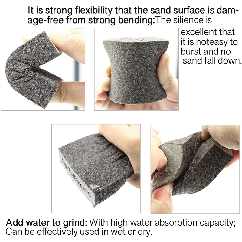 [Australia - AusPower] - Pack of 6 Sanding Sponges, 6 Different Sanding Sponge Wood, Washable and Reusable, Sanding Block Emery Paper Set Suitable for Polishing Various Materials 6 Mix Körnung 
