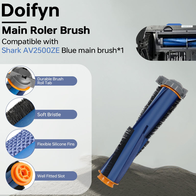 Replacement Parts Compatible with Shark AI AV2501S AV2511AE AV2501AE RV2502AE RV2610WA AV2510AOUS RV2520AOUS Robot Vacuum Cleaner, 1Main Brush, 2 motor pre-filters, 2Foam Filters, 6Side Brushes Complete Kit - 17 Parts