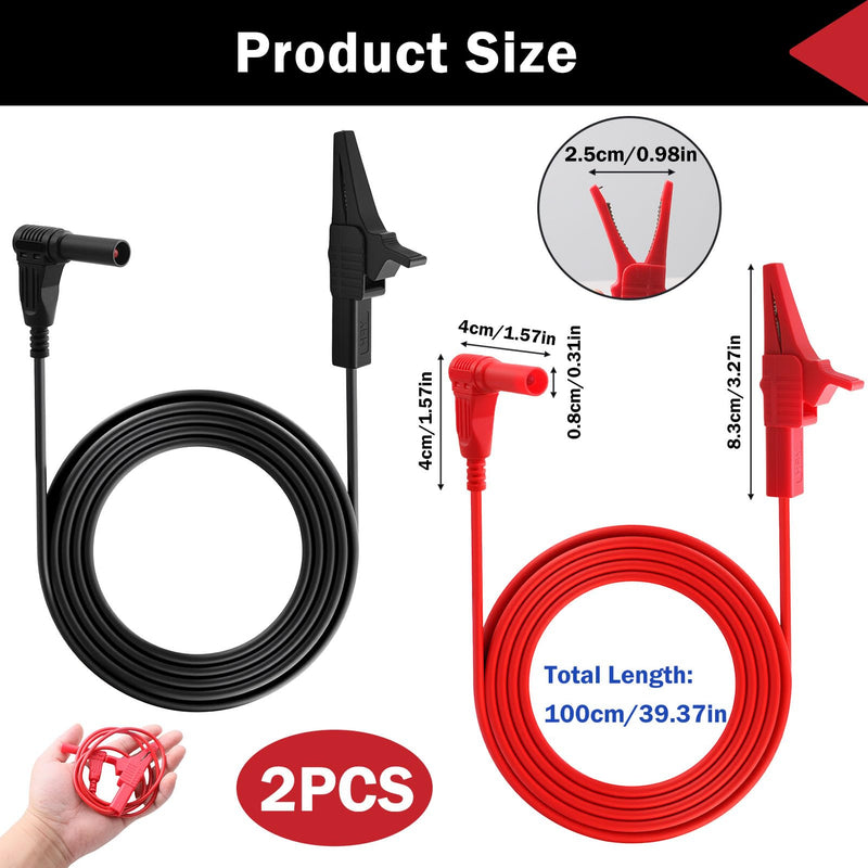 [Australia - AusPower] - Alligator Clip Test Leads for Multimeter Voltmeter, 4mm Banana Plug to Alligator Clip Heavy Duty Jumper Wires with Insulated Clamps for Electrical Testing, 2Pcs, 3 Feet 