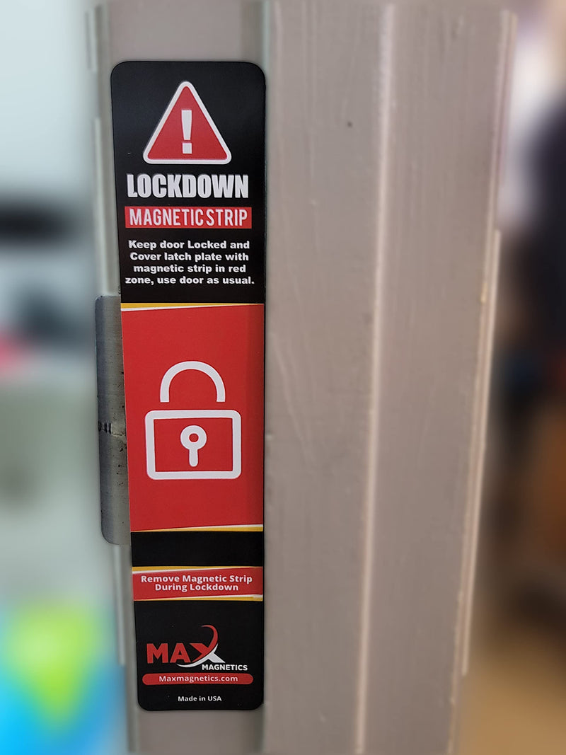 10 Pack Max magnetics Black Lockdown Magnetic Strips for Door Frames - High-Density Magnet Security Devices for School & Office - Strong Adhesion & PVC Top Layer, Smooth Opening & Closing 10