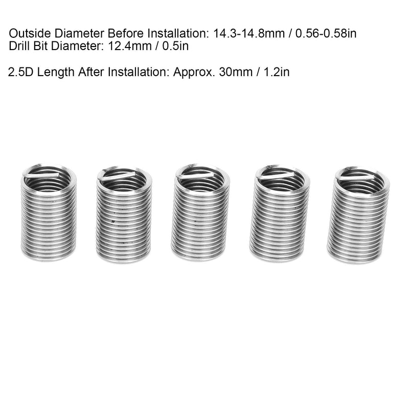 [Australia - AusPower] - Wire Thread Inserts Screws Sleeve Assortment Kit, 20Pcs M12 x 1.5 Stainless Steel Helical Coiled Wire Screw Repair Sleeve(2.5D) 2.5D 