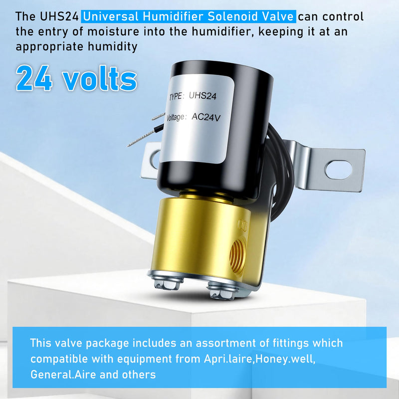 Universal Humidifier Solenoid Valve UHS24 24Vol-Compatible with Aprilaire 4040 General 990-53 and HE280 32001639-002 U147112 by TOMOON