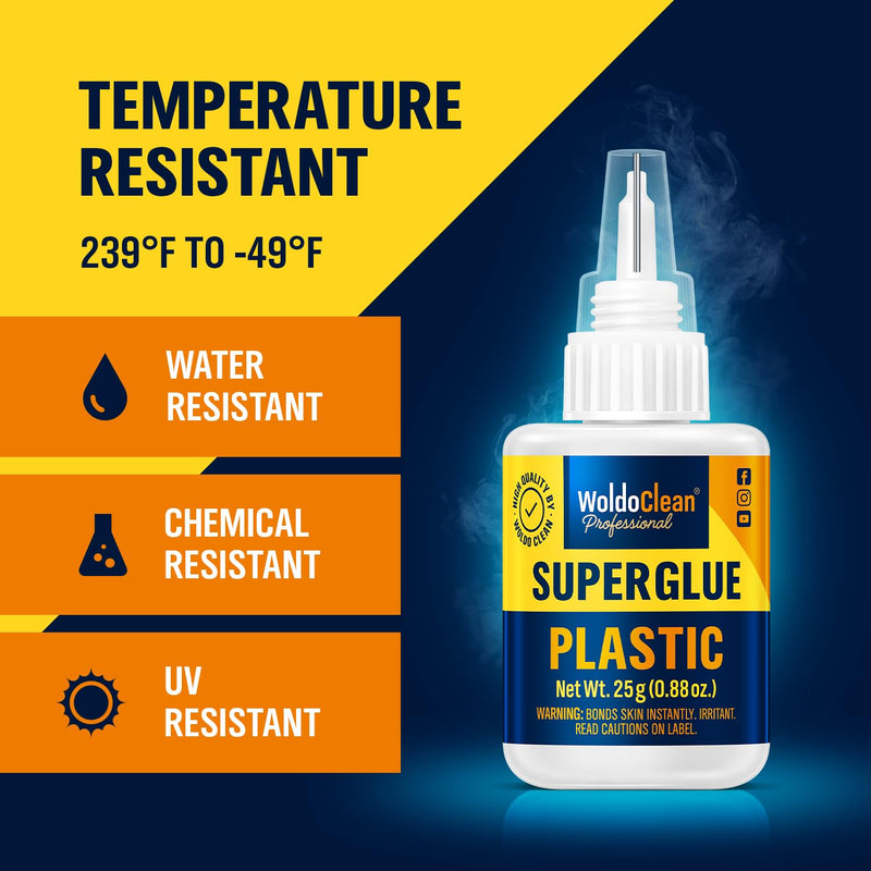 [Australia - AusPower] - Super Glue for Plastic 25g for Instant Strength - Waterproof, Heat-Resistant, Clear Glue with Precise Nozzle 