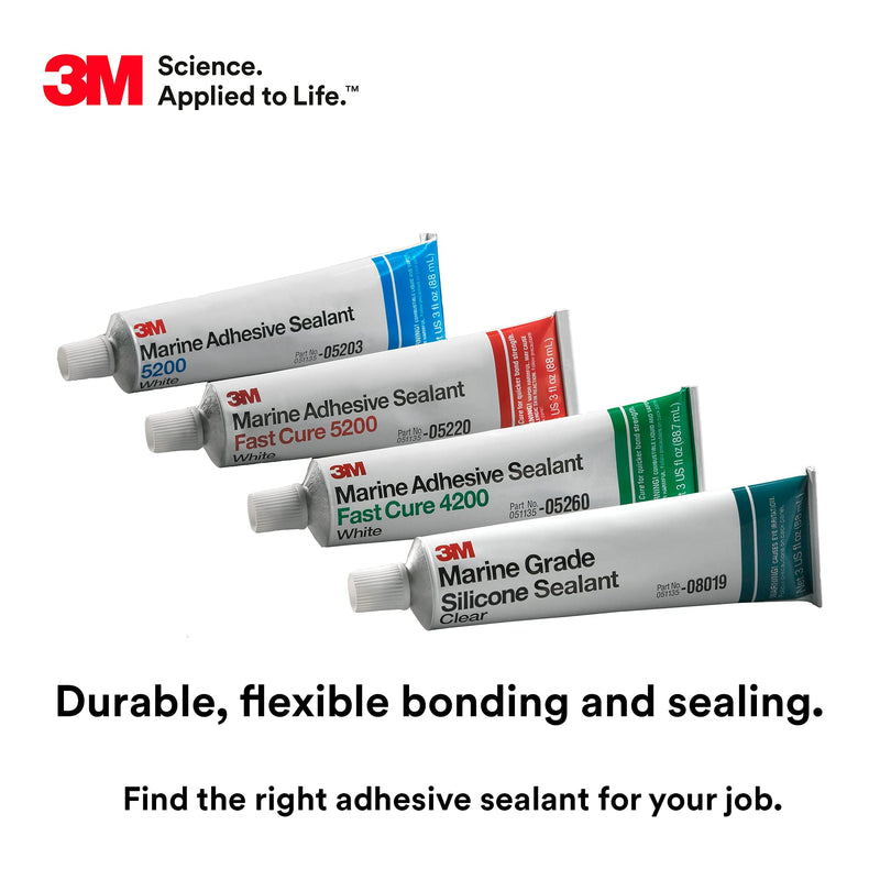 [Australia - AusPower] - 3M Marine Grade Silicone Sealant, 08019, For Boats and RVs, Above the Waterline Interior/Exterior Sealing, Clear, 3 fl oz Tube 