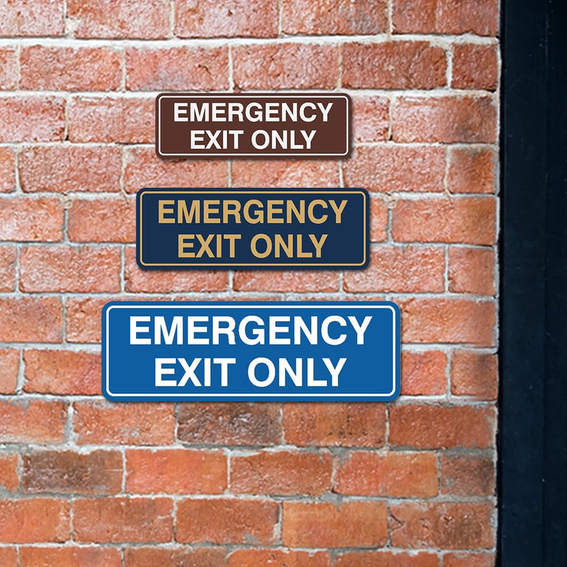 Signs ByLITA Standard Emergency Exit Only Sign - Easy Installation | Durable Wall or Door Sign (Black) - Large 2 Pack 3 x 9" - Large (2 Pack) Black