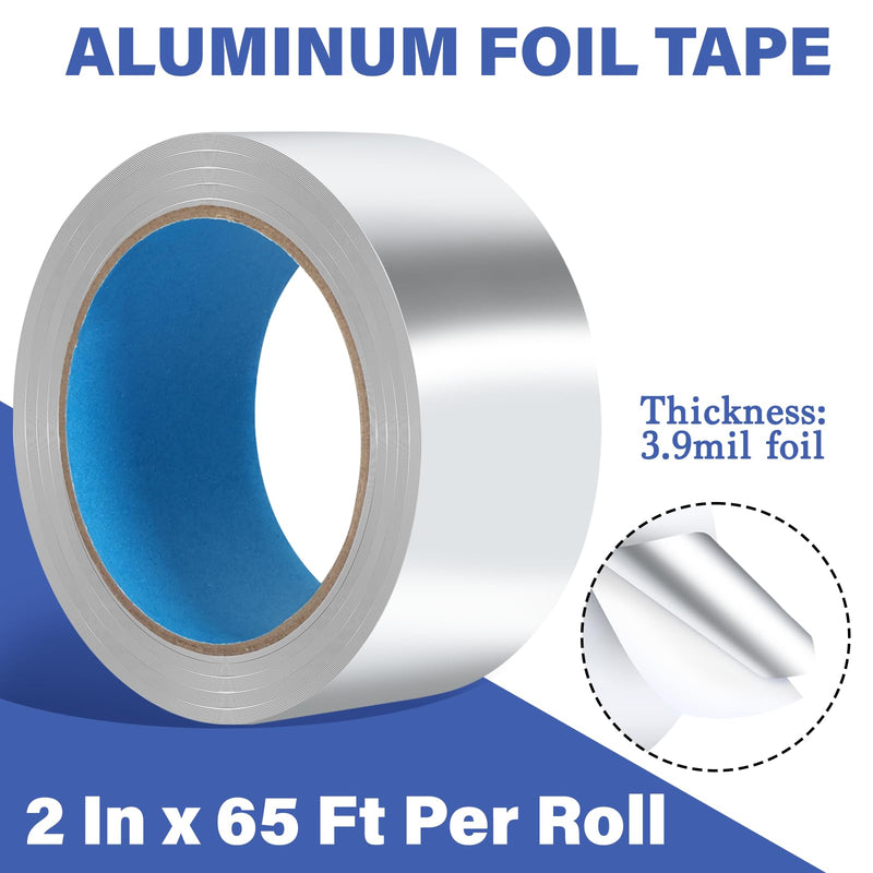 [Australia - AusPower] - Aluminum Foil Tape,2 inch x 65ft(3.9Mil),Heavy Duty HVAC Tape,Insulation Adhesive Metal Tapes for Ductwork,Dryer Vents Pipe,Sealing and Repairing 2 inch x 65ft 1 
