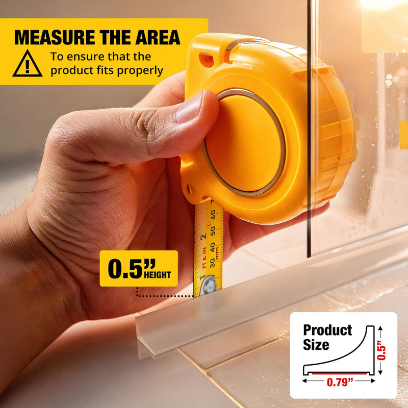 Shower Threshold Water Dam Barrier 98" - Transparent Collapsible Walk in Shower Water Guard - Door Bottom Seal Strip Leak Guard by Hippo Dam