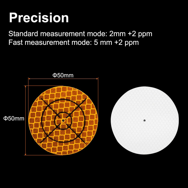 HARFINGTON 30pcs Survey Reflector Sheets 50mm x 50mm Self-Adhesive Surveying Target Mark Sticker Total Station Round Reflective Sheet Tape for Ship Inspection Tunnel Measure, Yellow 30