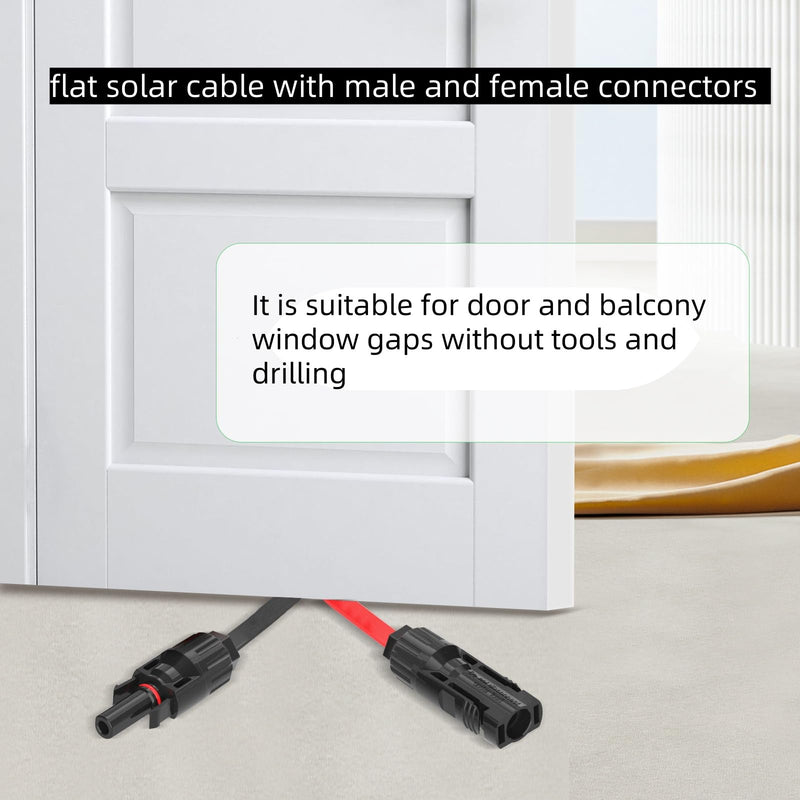 Pack of 2 Solar Panel Flat Cable 4 mm², 35 cm Solar Cable Window Feed-Through Flexible PV Flat Cable for Balcony Power Plant and Solar Power Station 35cm-2 pieces