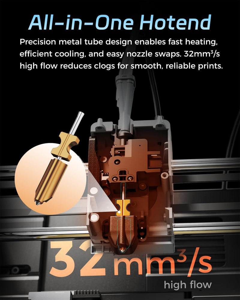 FLASHFORGE AD5X Upgraded 0.25mm Hardened Nozzle, Wear-Resistant, High Flow 32mm³/s Hotend Kit for High-Speed 3D Printers Hardened-0.25 mm