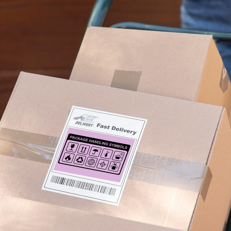 Purple Thermal Labels Vinyl 6 × 4 Inch Self-Adhesive Rectangle Stickers Roll Waterproof Printer Decals Shipping Tag for QR Code DIY Office Address 250 PCS Purple