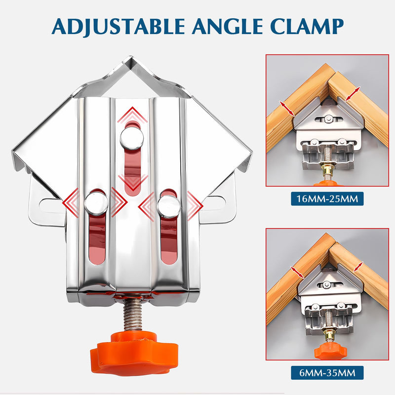 Owfeel 4pcs Stainless Steel Right Corner Clamp,90 Degree Right Angle Clamp for Woodworking,Right Angle Clip Fixer,Single Handle Clamps for Woodworking, Photo Framing (Close) 4 Pcs Close