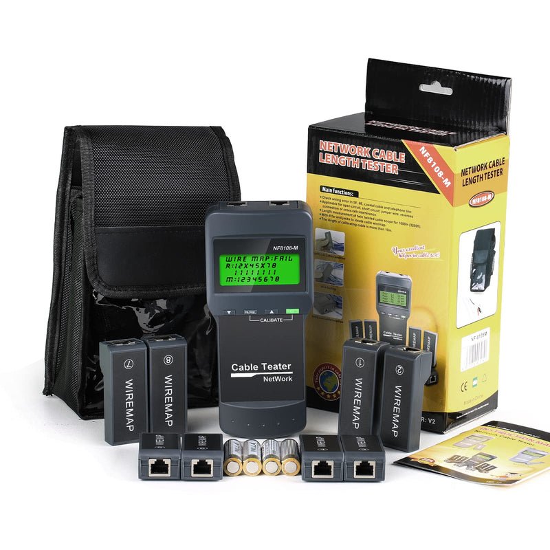 [Australia - AusPower] - RJ45 Network Cable Tester, VXSCAN 8 Remote Units Network LAN Length Ethernet Cable Tester Kits for Cat5/CAT5e/CAT6/CAT6e - Locate The Breakage Point Length Measurement & Continuity Checking AT239 