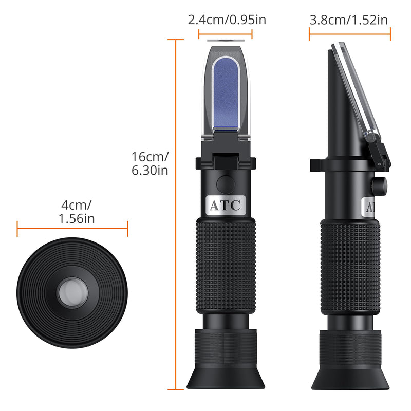 Proster Red Wine Refractometer Grape Wine Refractometer Wine Making Kit Brix Refractometer ATC Refractometers Brix Scale 0-40% Measures Sugar Content to Predict Alcohol Degree for Fruit Wine Black Brix 0-40%