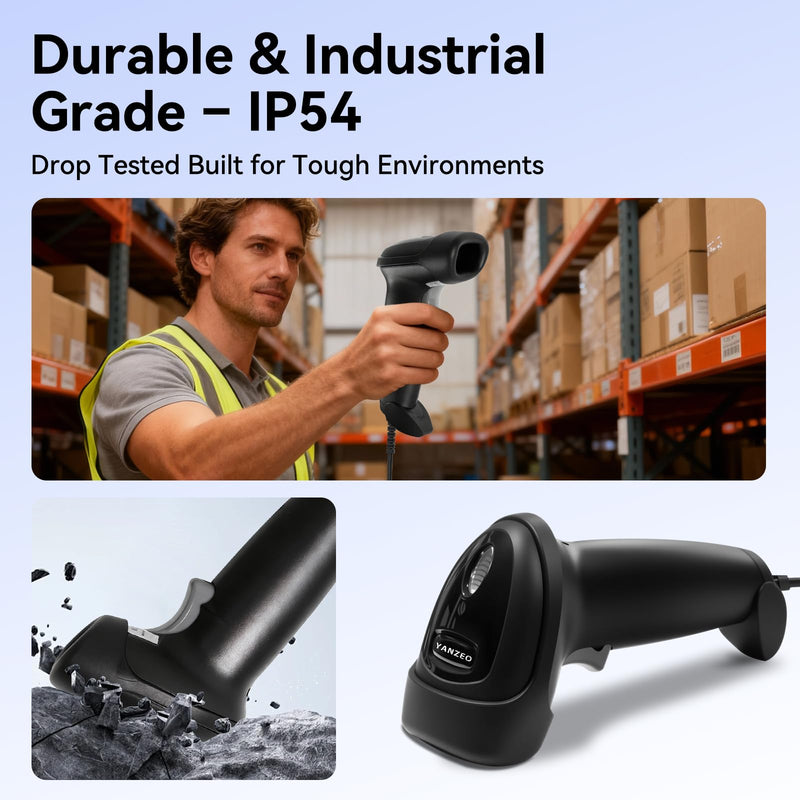 [Australia - AusPower] - YANZEO S200 2D Barcode Scanner - High Speed USB Barcode Scanner, QR Code Scanner for POS, Inventory and Retail - Plug & Play 
