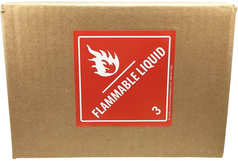 Hazard Class 3 D.O.T. Flammable Liquid Labels, 4 x 4 Inch Square Red and White Hazmat Stickers, 500 Total Adhesive Shipping Labels on a Roll – Made in the USA