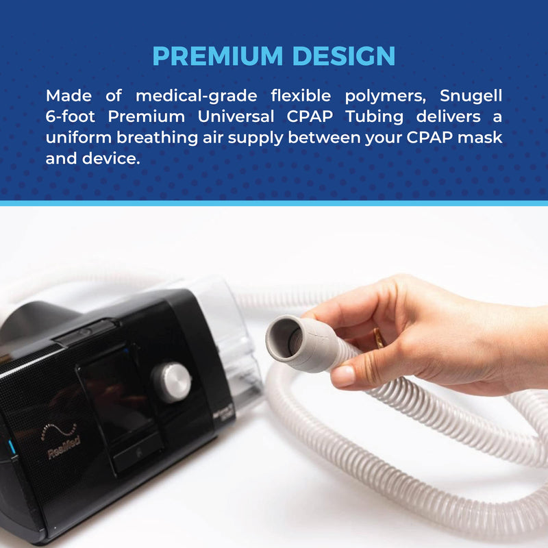[Australia - AusPower] - Universal CPAP Hose by Snugell (6ft)  Compatible with All Major CPAP Machines and Most CPAP BiPap, and BiLevel Device Brands  Minimize Discomfort and Mask Leaks for a Restful Sleep 