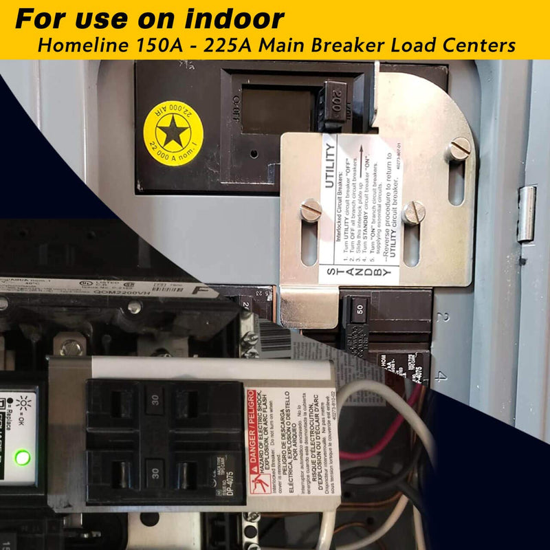 Generator Interlock Kit, HOMCGK2C Homeline Cover, QOM2 Frame Size Main Breaker Interlock, 150A - 225A Main Breaker Load Centers, Indoor Kit