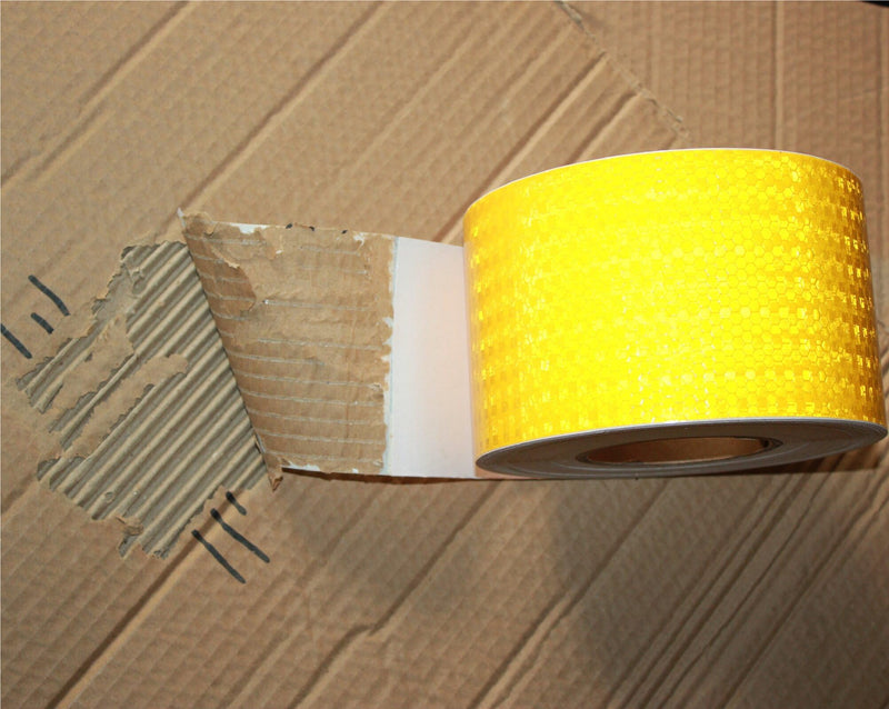 Yellow Reflective Tape Outdoor Waterproof 4 inch Wide, High Visibility Warning Safety Industrial Marking Tape (68 feet) 4"X68ft PVC material - Yellow 1
