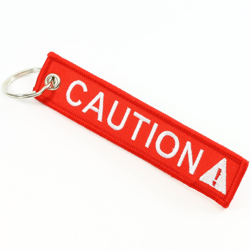 [Australia - AusPower] - CAUTION Key Chain SAFETY Tag Red White SIZE: 1in by 5in QTY: 5 pack - by Rotary13B1 