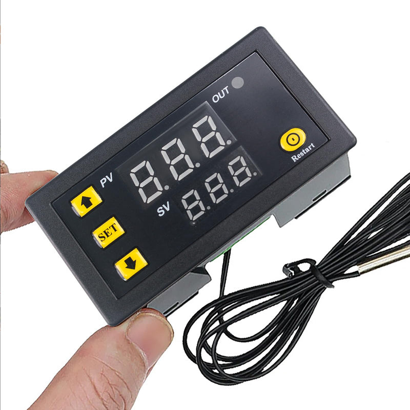 [Australia - AusPower] - Digital Temperature, Dual-Color LED Display, 0.1℃ Precision, Waterproof NTC Probe, Mini Controller Thermostat Sensor AC 110-220V for Automotive, RV, Greenhouse, Home Brewing 220 Volts 