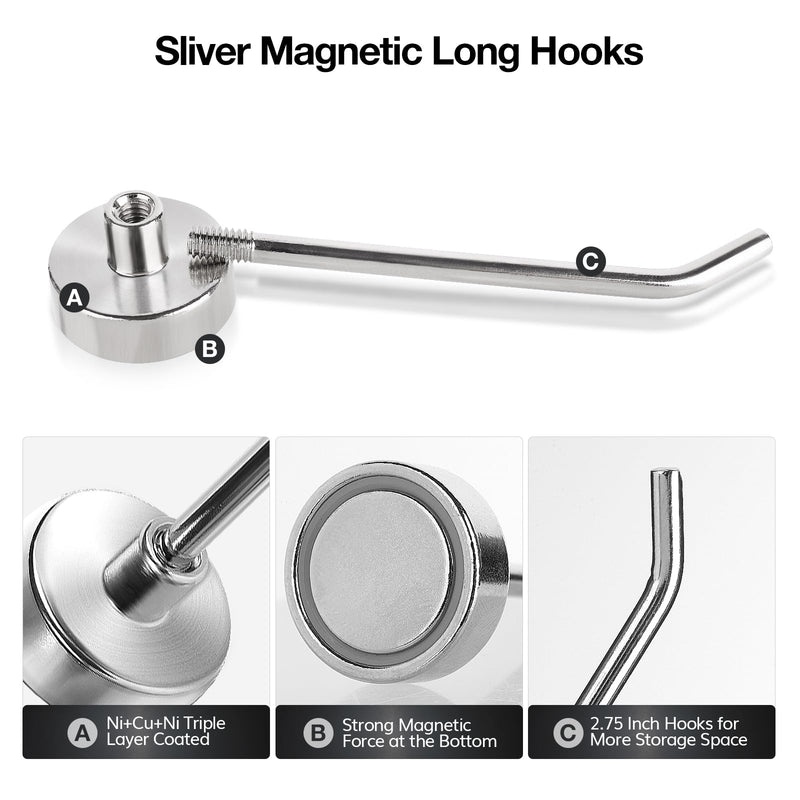 [Australia - AusPower] - Magnetic Hooks, 15 lb+ Heavy Duty Magnets Hook, 3 Inch Long Magnetic Cruise Hook for Hanging, Large Metal Magnetic Hooks for Cabins,Grill,Fridge,Refrigerator,Whiteboard,Kitchen,Coat,Wall,Door 