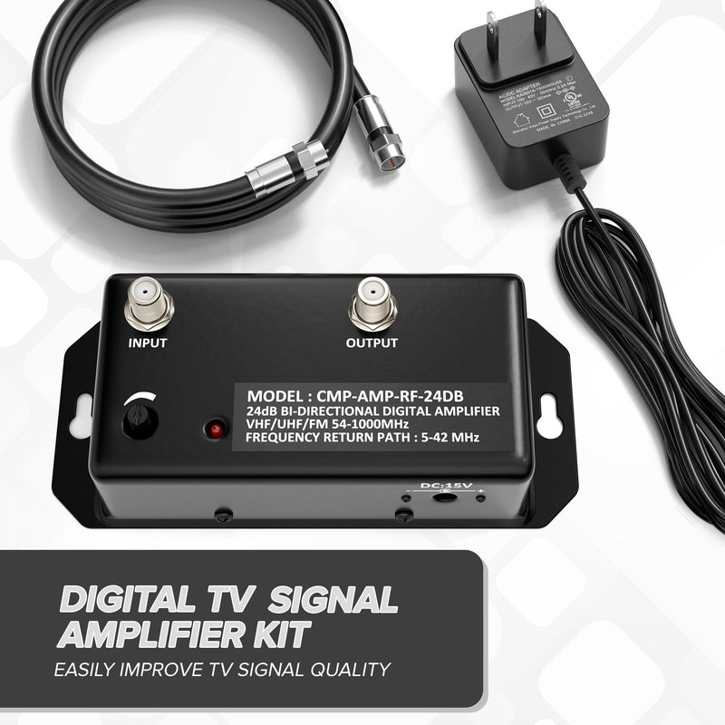 [Australia - AusPower] - THE CIMPLE CO 24db Distribution Amplifier | Digital TV Antenna Booster Signal Amplifier, Adjustable Boost/Gain, NTSC, ATSC, FM, UHF, VHF - 1000 MHz - Includes RG6 Coaxial Cable 