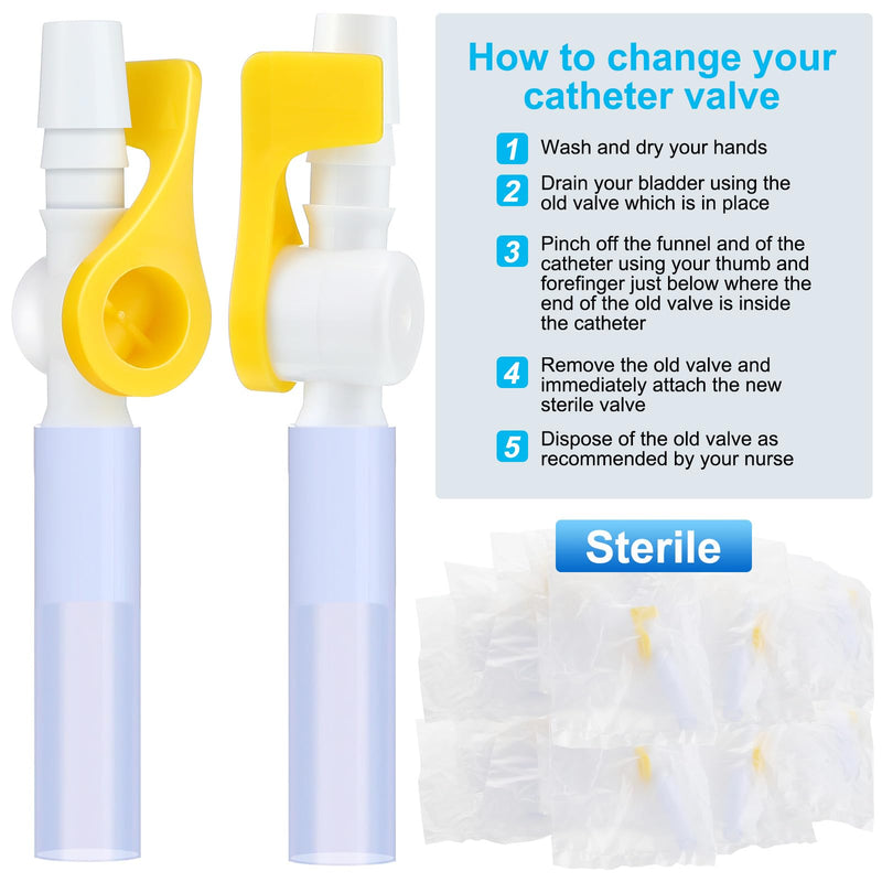 [Australia - AusPower] - 15 Pack Catheter Valve Individually Package Urine Drainage Catheter Bag Valves with Smooth Edges and Silicone Tubing Silicone Catheter Extension Tubing 