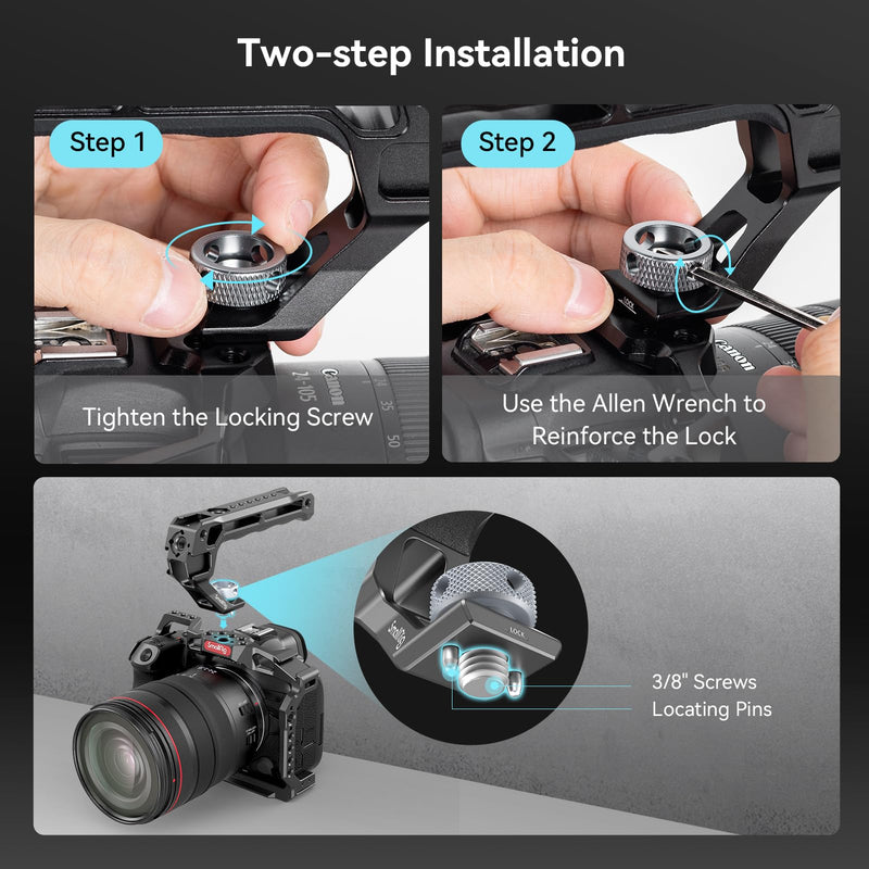 [Australia - AusPower] - SmallRig Top Handle with 3/8"-16 Locating Pins for ARRI Grip for Camera Cage, Universal Video Rig with 5 Cold Shoe Adapters to Mount DSLR Camera with Microphone/LED Light/Monitor - 3765 