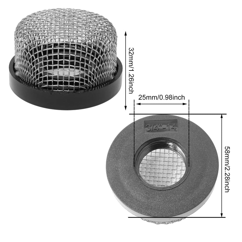 [Australia - AusPower] - Honbay 2PCS Stainless Steel Strainer ¾ Inch -14, Aerator Screen Wire Mesh Compatible with Livewell Pump, Industrial Plumbing Inline, Garden Washers Water Filter Sprayer Garden Hose Suction Line 