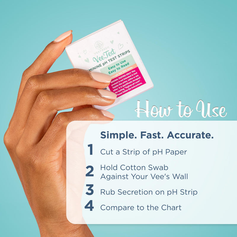 [Australia - AusPower] - VeeFresh VeeTest Vaginal pH Test Strips - 100-Piece Accurate and Easy to Use pH Balance Test Strips for Women, Compact and Discreet Vaginal pH Tester for Feminine Health Monitoring 