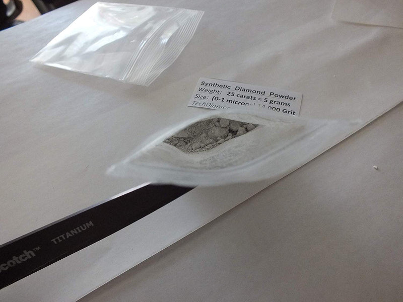 [Australia - AusPower] - TechDiamondTools Diamond Powder for Polishing Glass Quartz Marble Rock Jewelry Stone Windshield Travertine Gemstone 14,000 Grit - 0-1 Microns - 25 Carats = 5 Grams USA Made 14,000 grit/0-1 micron 25 carats-5 gram 