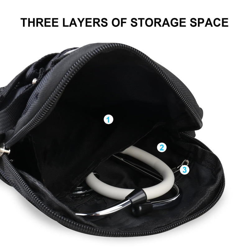[Australia - AusPower] - RAIALL Nurse Fanny Pack with Medical Gear Pockets, Tape Holder, Medical Bag Nurse Waist Pouch Organizer with Utility Storage for Stethoscopes, Scissors Supplies and Emergency Supplies, Black 