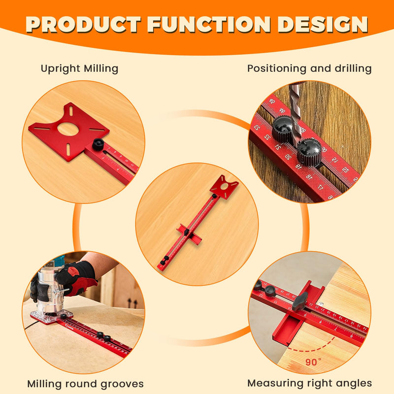 [Australia - AusPower] - Thatyro Multifunctional 4 in 1 Milling Groove Holder, Aluminum Alloy Adjustable Milling Tool Circle Jig Cutting Guide for Woodworking (Extension) Extender 