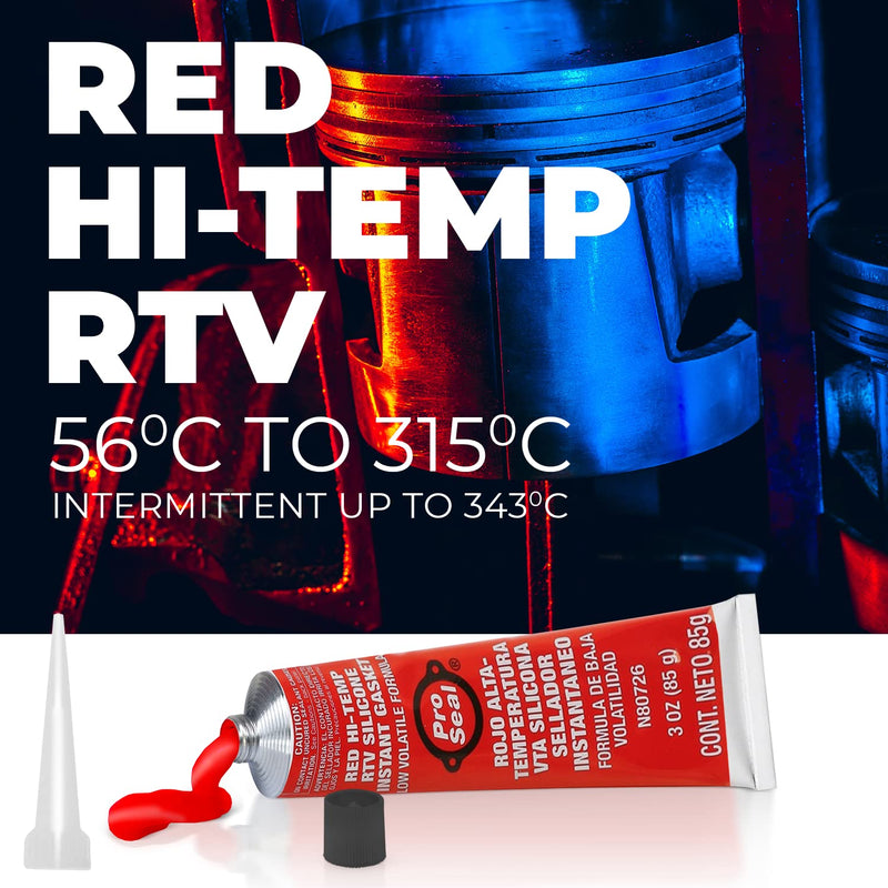 [Australia - AusPower] - Pro-Seal RTV Silicone Sealant, 3 oz Tube, Red (80726) 