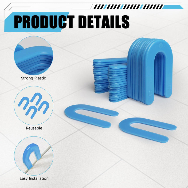 [Australia - AusPower] - 400 Horseshoe Tile Spacers, 1/16-Inch U-Shaped Plastic Spacers for Tile Leveling System Floor Wall Tile Installation 1/16"-400 Pcs 