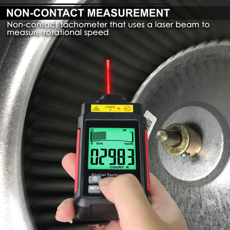 Digital RPM Speedometer 99,999 RPM Laser Tester with MAX/MIN/AVG, 2 Measuring Modes for Automotive, Industrial, DIY Engine Speed Measurement