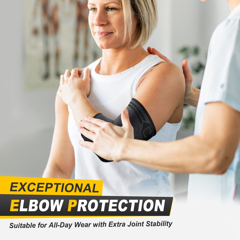 [Australia - AusPower] - CAMBIVO 2 Pack Elbow Brace for Tendonitis, Tennis Elbow Compression Support Sleeve for Golfers Elbow Pain Relief, Arthritis, Bursitis, Workout, Weightlifting Medium Black (2 Pack) 