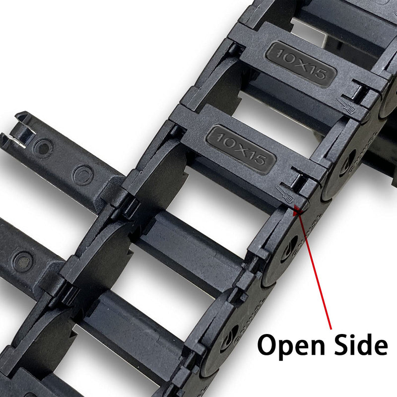 2pcs 39.4inch Drag Chain Cable Carrier Open Type R18 Wire Cable Chain for CNC Router Mill and 3D Printer,Extra 2 Pair End Connectors,1pc Screwdriver,9 Screws(10x15) 10x15（2pcs）