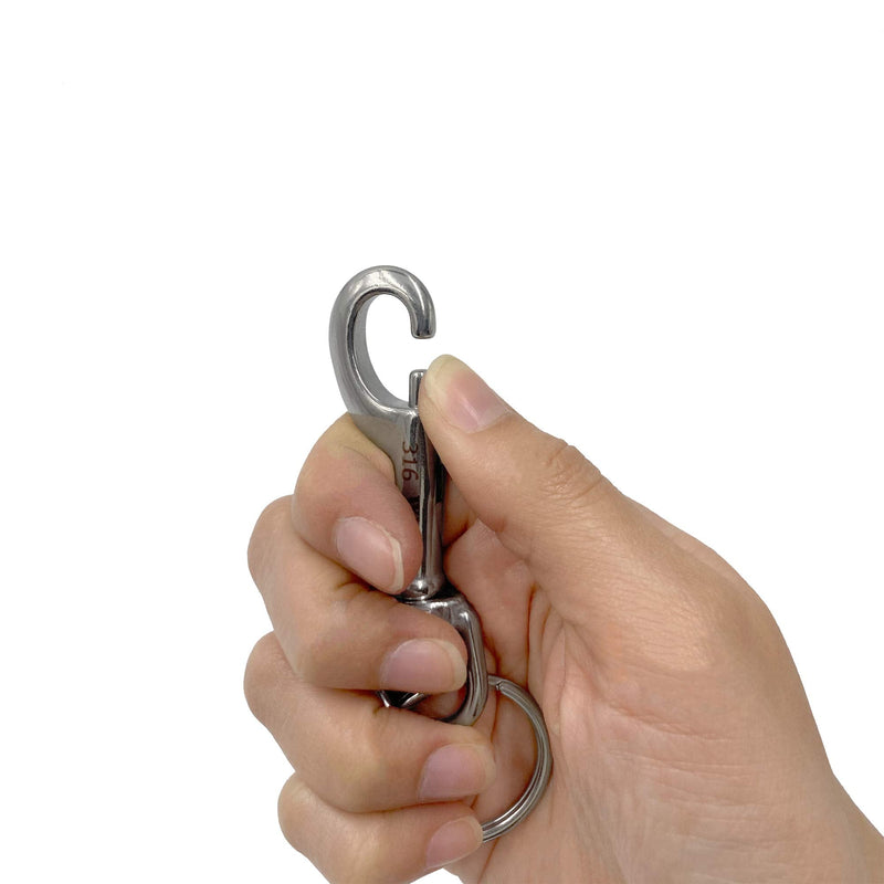 [Australia - AusPower] - Wicked 316 Stainless Steel Swivel Eye Single Snap Bolt with Split Ring (3 (77mm) - 3 Pack) 3 (77mm) - 3 Pack 