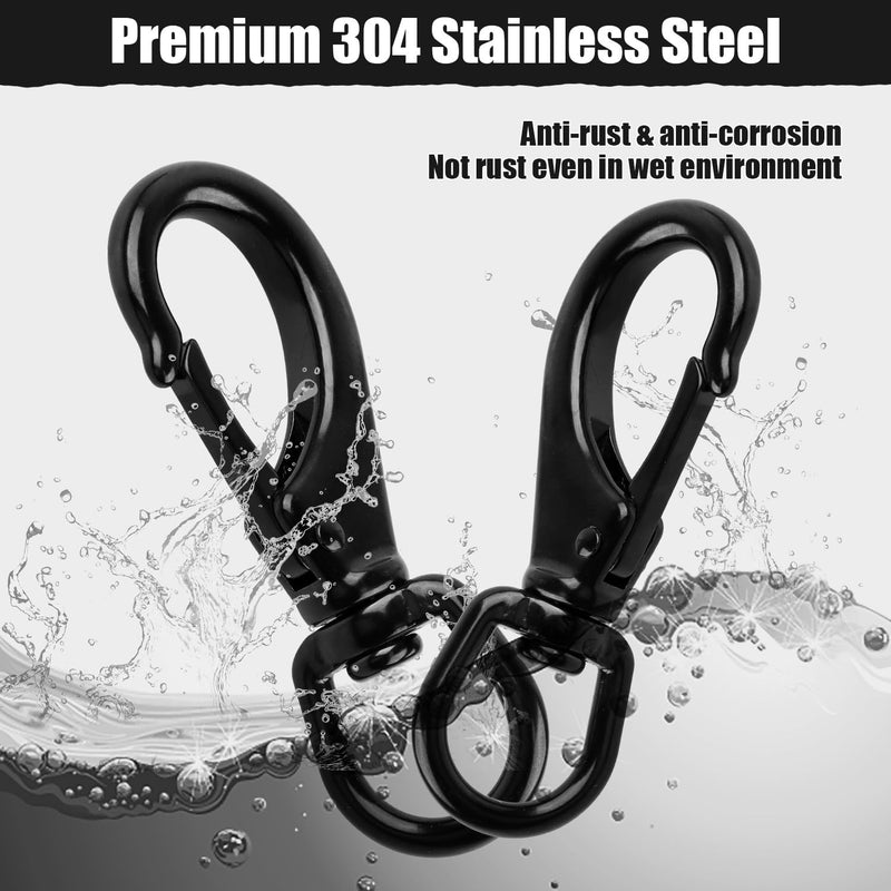 [Australia - AusPower] - Stainless Steel Swivel Snap Hooks-5 Pack (3.5 Inch) Flag Clips for Flagpole Rope, Duty Diving Clips Spring Hooks for Bird Feeders, Pet Chains, Dog Tie-Out Cable, Keychains 