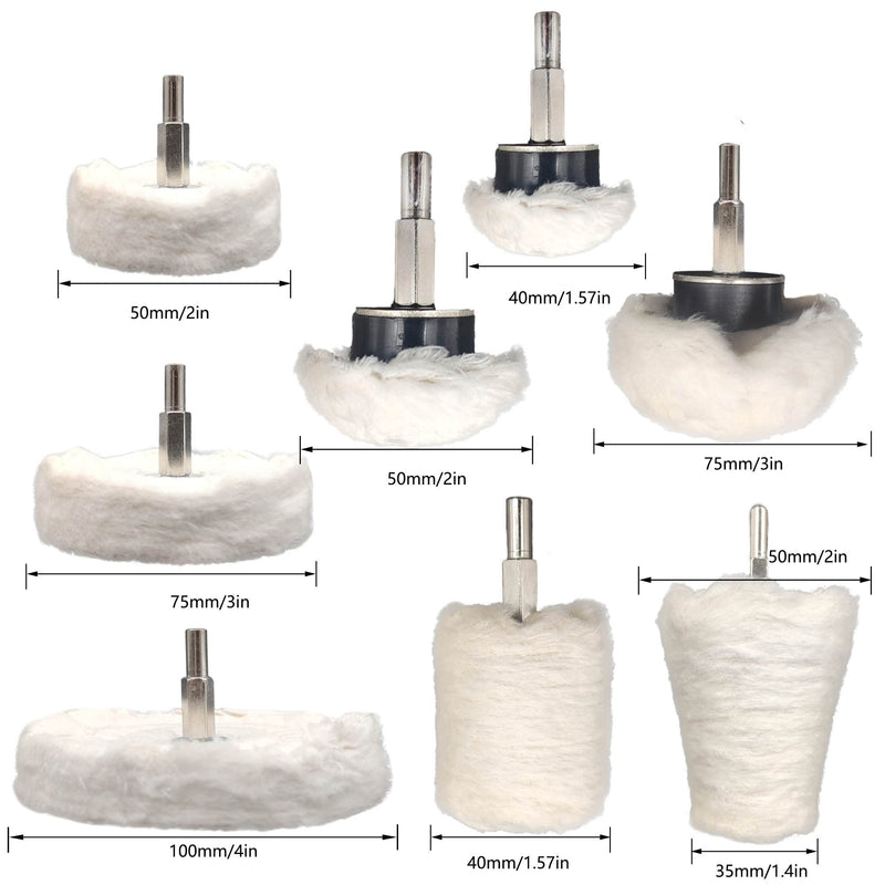 [Australia - AusPower] - 8 pcs Buffing Wheel for Drill,Buffing Pad Polishing Wheel Kits,Wheel Shaped Polishing Tool for Metal Aluminum,Stainless Steel,Chrome,Jewelry,Wood,Plastic,Ceramic,Glass,etc 8 