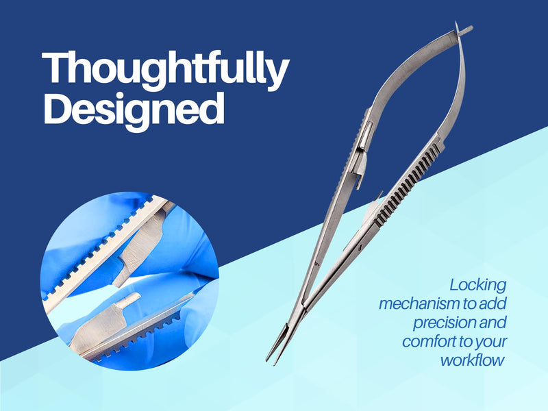 [Australia - AusPower] - Bundle of Mayo Hegar Needle Holder 6" Gold Plated Handle with Tungsten Carbide Inserts & Castroviejo Scissors 5.5" Straight Locking Needle Holder Extra Sharp Spring Action by Artman Instruments 