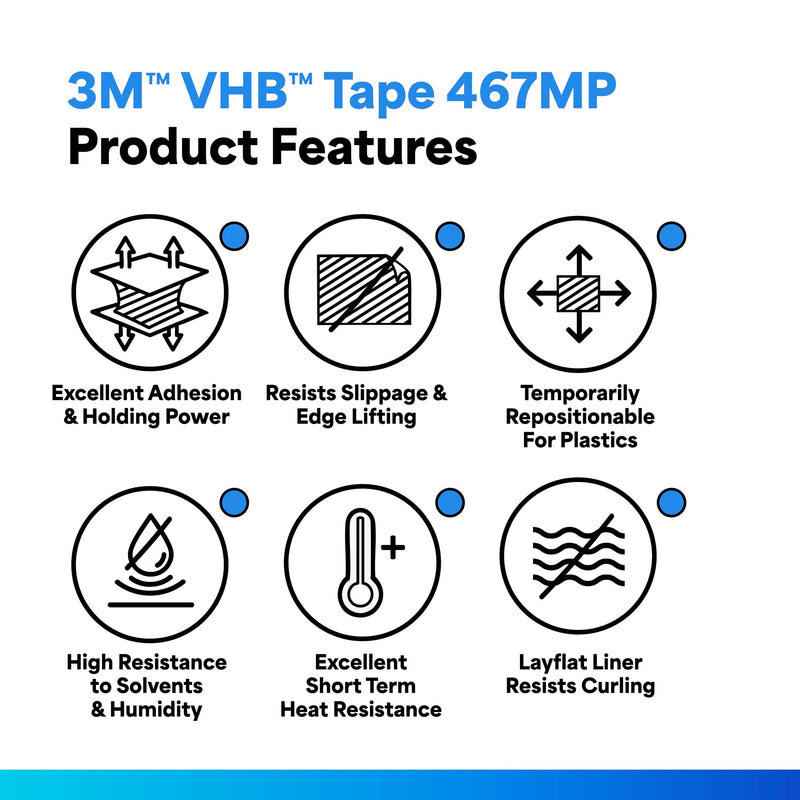 3M 467MP Adhesive Transfer Tape, Bonding & Laminating, Clear, 6 in x 5 yds, 1 Roll 5 Yards 6 Inches