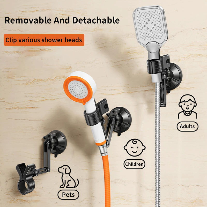 Adjustable Shower Head Holder, Large Size Strong Suction Cup Handheld Shower Wand Holder with 360°Rotation & Telescopic Arm,Wall Mount for RV/Bathroom, No Drill Adhesive Free Showerhead Mount Hanger