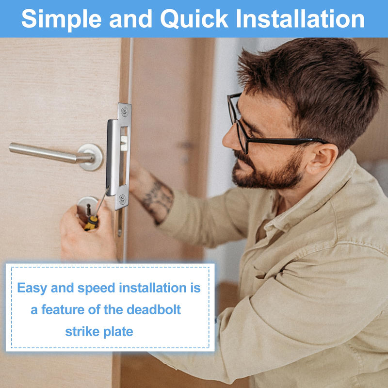 6Pcs 4-7/8" Zinc Plated Strike Plate Universal Door Strike Plate Replacement Lock Strike Plate T Strike Deadbolt Strike Plate Door Backplate Iron with Brushed Zinc Finish for Use(Large Hole) 6PCS