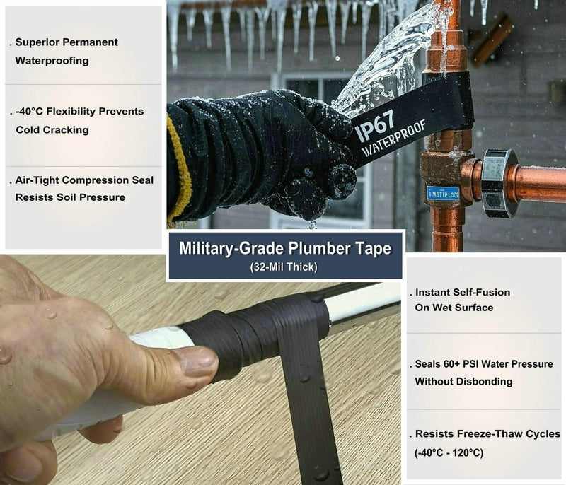 Silicone Butyl Composite Rubber Self-Fusing Tape(1.5" x 20FT) | IP67 Waterproof & 35KV Insulated | Extreme Cold/Hot Resistance | for Plumbing, Hose Repair, Pipe Leak, Electrical Joint, Handlebar Grip 20FT-1ROLL