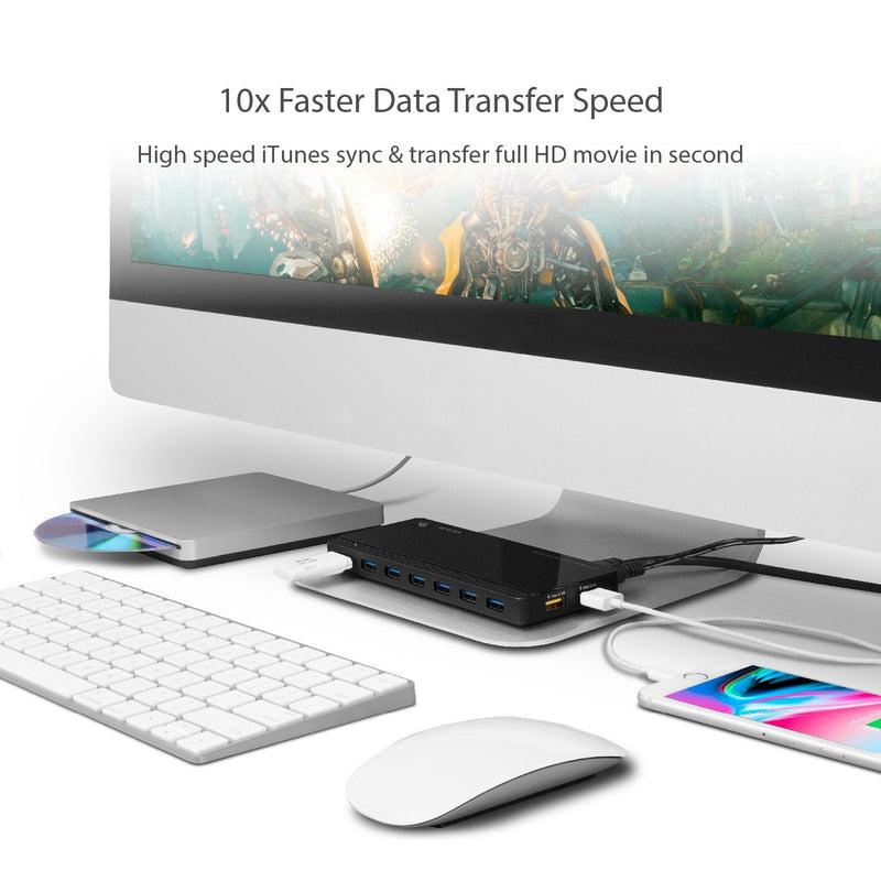 [Australia - AusPower] - TP-Link Powered USB Hub 3.0 with 7 USB 3.0 Data Ports and 2 Smart Charging USB Ports. Compatible with Windows, Mac, Chrome & Linux OS, with Power On/Off Button, 12V/4A Power Adapter(UH720) 7 Port + 2 Charging Port 