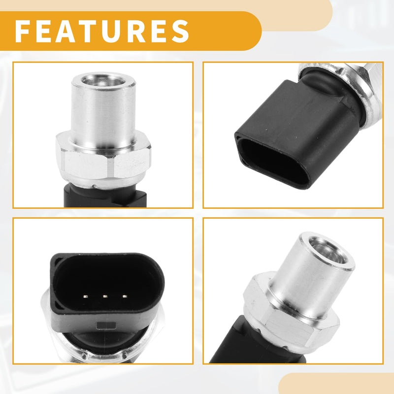 Pressure Switch Refrigerant Pressure Sensor for Audi A3 16-20 Pack | Plastic/metal/black, DC 12V 3-pin, -40-135°C, OE: 4H0959126/8K0959126, for Audi A4/A5/A6/Q5/Q7, solves cooling problems